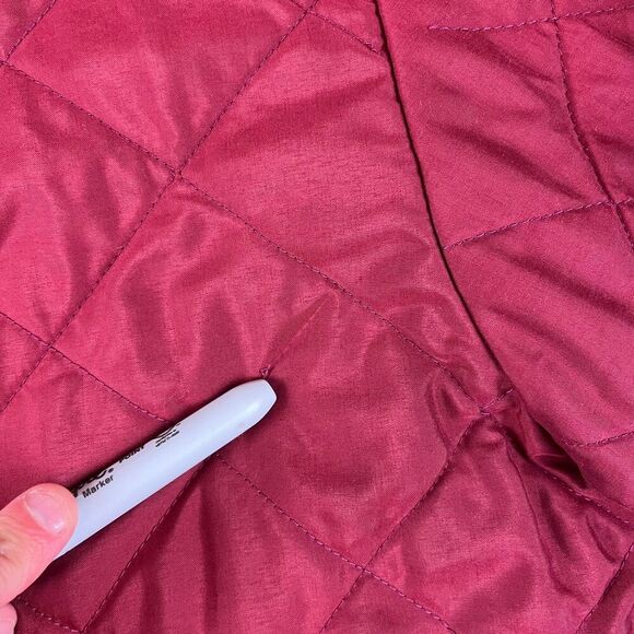 Barbour Quilted Blanket Lined Jacket Red Sz L Corduroy Collar Field Chore* - Picture 15 of 16